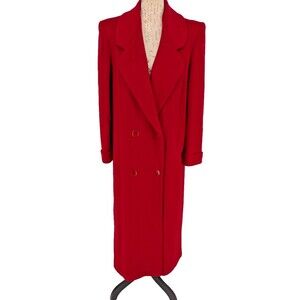 Cathy Jo Red 75% Wool 25% Nylon Coat 48" Chest VTG HEAVY Warm VTG Warm